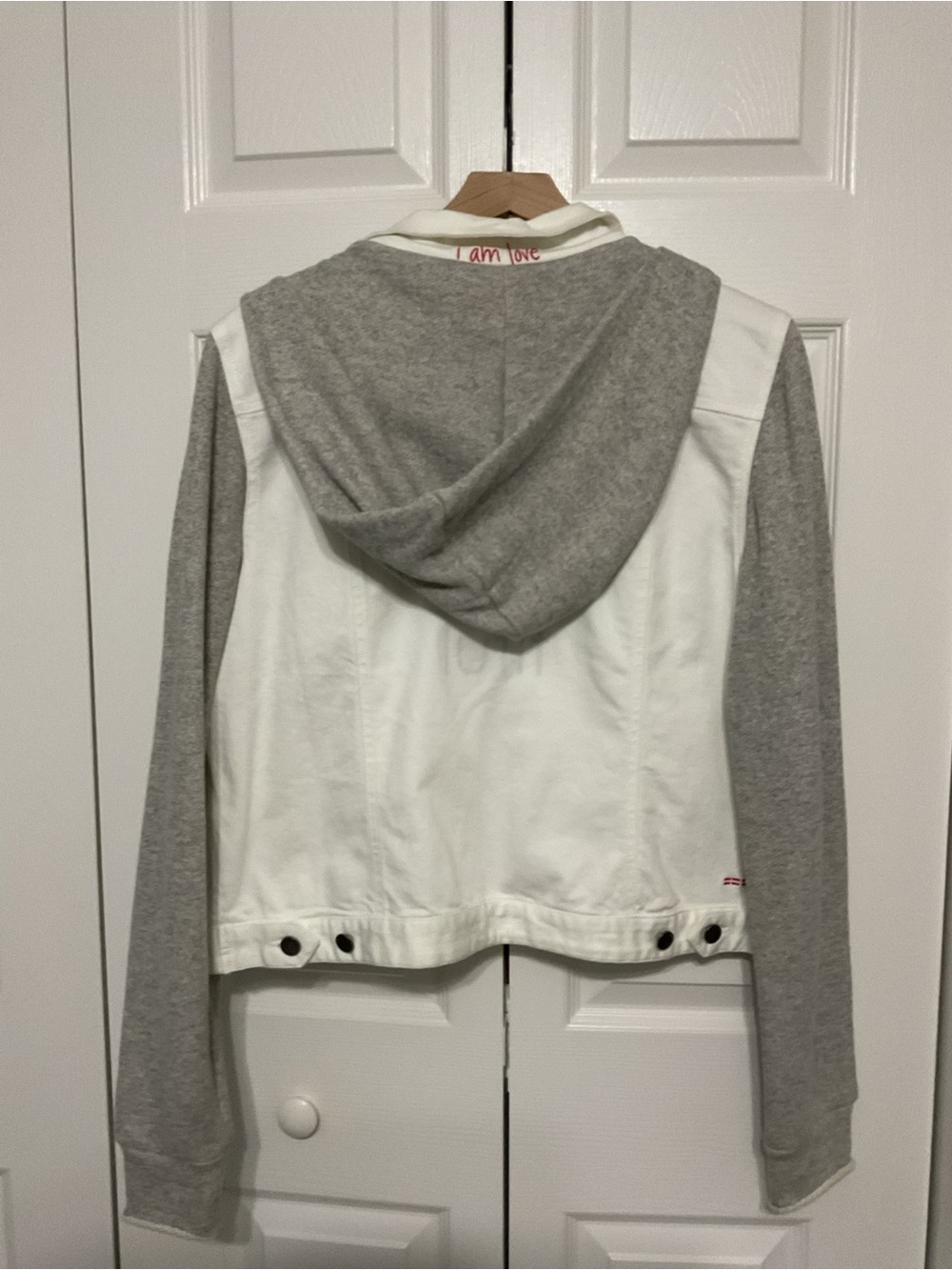 Peace Love World White & Gray Mixed-Media Zip Jacket - Picture 2 of 9